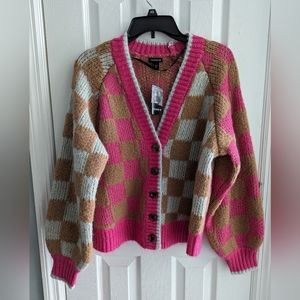 Torrid Chunky checkered pattern cardigan